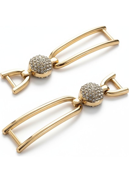 Metal Taşlı Toka – Parlak Şık Aksesuar 6.5x1.5 cm (Ayakkabı, Çanta, Sandalet ve Dekoratif Kullanım) ( 1 Çift)