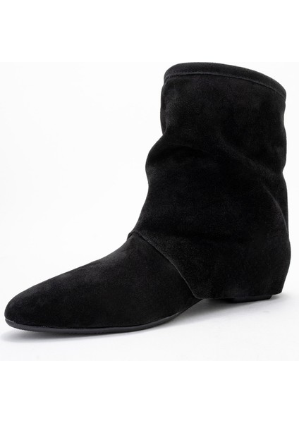 Noar Siyah Süet Hakiki Deri Büzgülü Fermuarlı Kadın Bot fırsatları