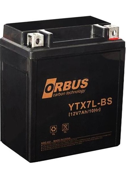 Orbus 12 V 7 Amper Elektrikli Karbon Bisiklet Aküsü YTX7L-BS