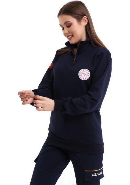 Paramedik Sweatshirt Kışlık Unisex Balıkçı Yaka - Lacivert fırsatları