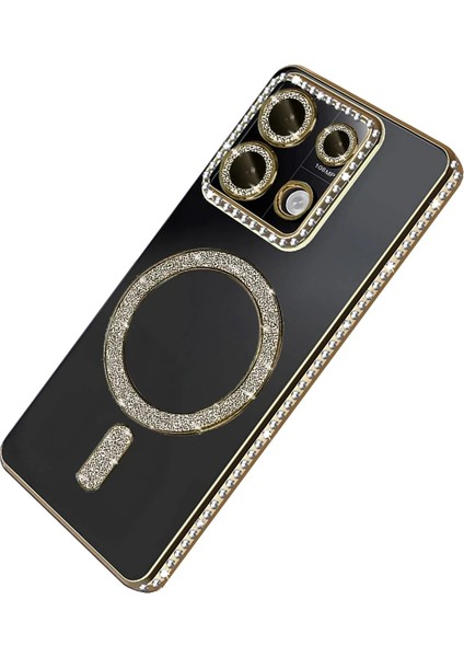 Redmi Note 13 Pro 4g Uyumlu Taşlı Magsafe Şarj Özellikli Kamera Korumalı Simli Kılıf fiyatları