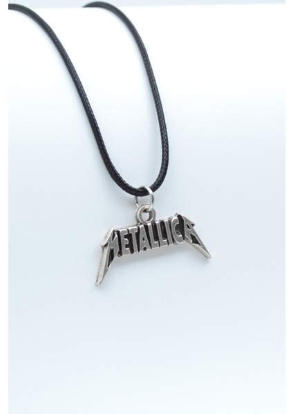 Metallica Gümüş Kaplama Deri Ip Kolye