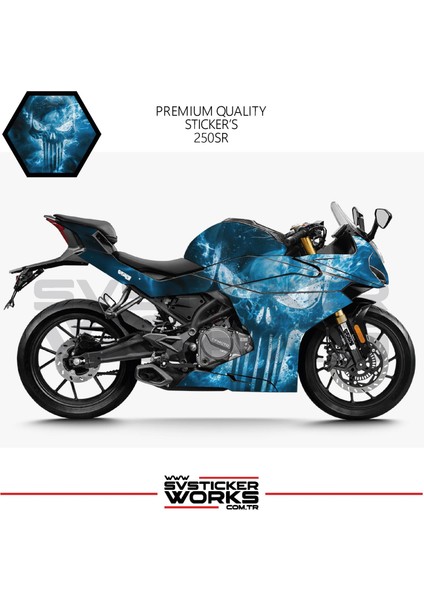 Cfmoto 250SR Sticker Kaplama Punisher Motor Kaplama Modeli Hazır Kit