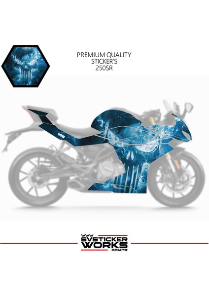 Cfmoto 250SR Sticker Kaplama Punisher Motor Kaplama Modeli Hazır Kit fiyatları