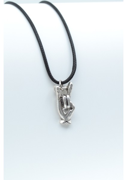 Şeytan Boynuzları - Devil Horns Gümüş Kaplama Deri Ip Kolye