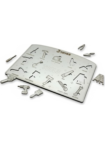 Jtoys Çocuklar Için Ahşap Tamir Seti Puzzle – Ingilizce Kelime Öğrenimi ve El-Göz Koordinasyonu Oyuncak fırsatları