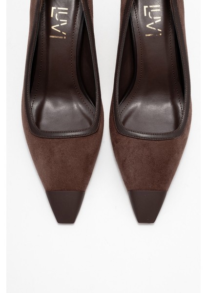 Rona Kahverengi Süet Mat Burunlu Kadın Topuklu Ayakkabı fiyatları