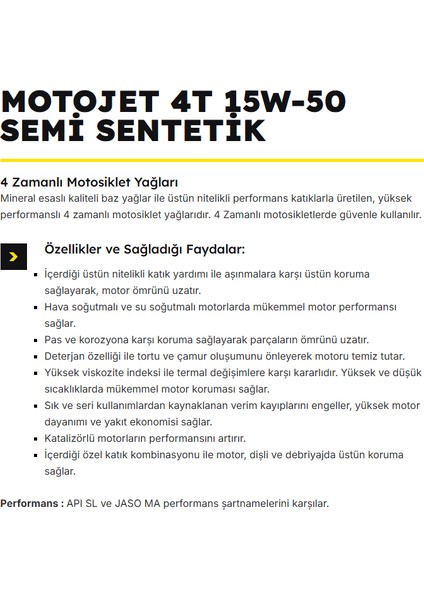 Lubran 4t Motojet 15W-50 Apı Sl Motor Yağı 1 Litre Yüksek Performanslı 4 Zamanlı Motosiklet Yağı fırsatları
