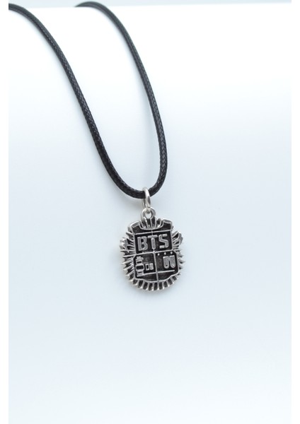 Minimal Bts Army Gümüş Kaplama Deri Ip Kolye