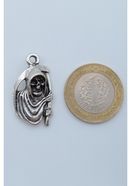 Tırpanlı Azrail Gümüş Kaplama Deri Ip Kolye fırsatları