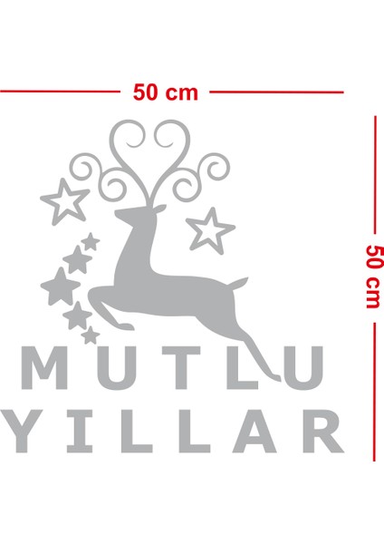 Yeni Yıla Özel Mutlu Yıllar Yazısı Geyik Süslemesi Yılbaşı Cam Vitrin Kapı Stickerı fiyatları