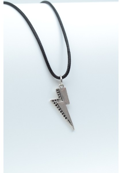 Şimşek - The Flash Gümüş Kaplama Deri Ip Kolye