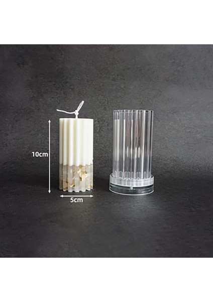 Çizgili Silindir Blok Akrilik Plastik Mum Kalıbı