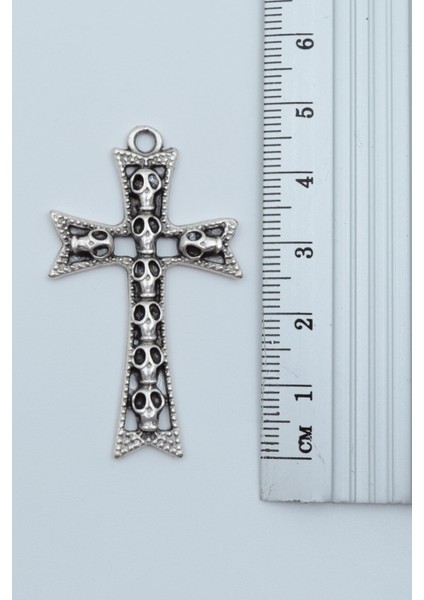 Kuru Kafalı Haç Gümüş Kaplama Deri İp Kolye modelleri