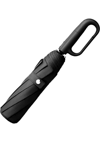 10 Fiber Telli Tam Otomatik Şemsiye Güçlendirilmiş Telli Kanca Saplı Şemsiye - Siyah fiyatları