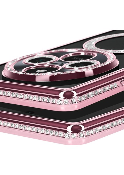 Redmi 14C Uyumlu Taşlı Magsafe Şarj Özellikli Kamera Korumalı Simli Kılıf fiyatları