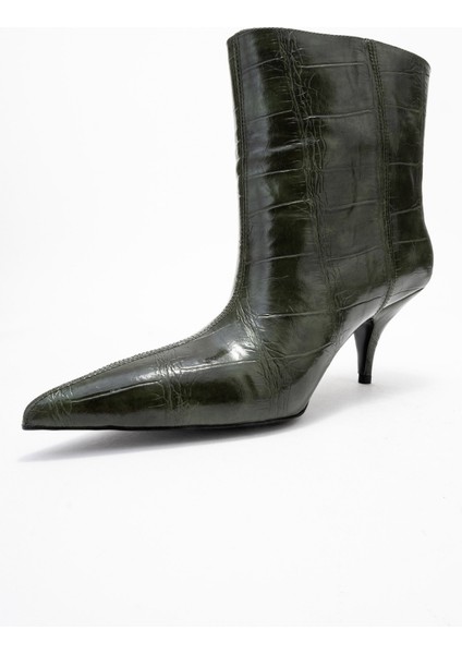 Nuvıa Yeşil Baskı Sivri Burunlu Kadın Topuklu Bot fırsatları