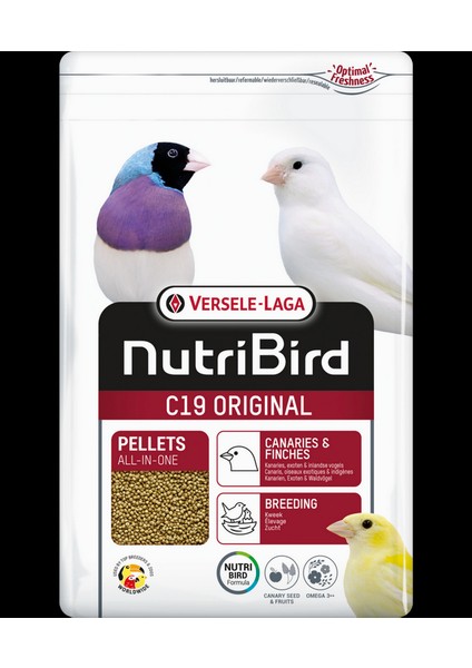 Techmrt Versele Laga Nutrıbırd C19 Orıgınal Kanarya Fınch Pelet Yem 3kg