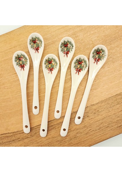 Çiçek Buketi Desen Porselen Mini Kaşık 6'lı fiyatları