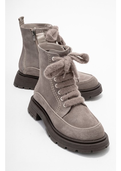 Mına Vizon Süet Hakiki Deri Kadın Postal Bot