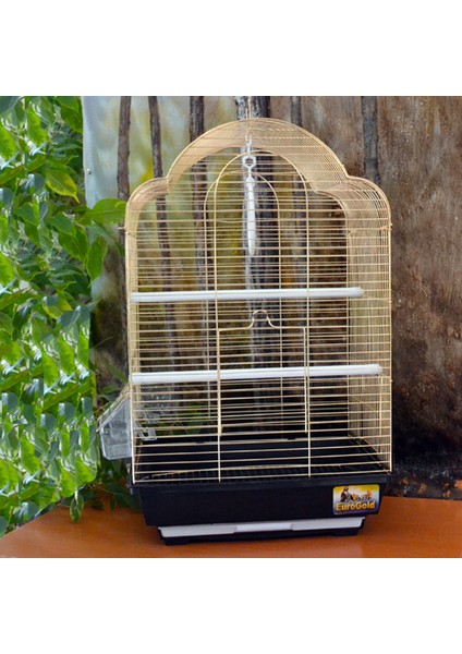 Techmrt Eurogold Pirinç Telli Oval Çatili Kuş Kafesi 34,5X28X54,5CM x 1 Adet