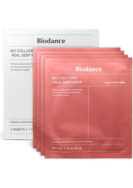 Biodance Bio Collagen Mask, Nemlendirici Yüz Maskesi, Cam Cilt Kore Maskesi,made In Korea (4 Adet)