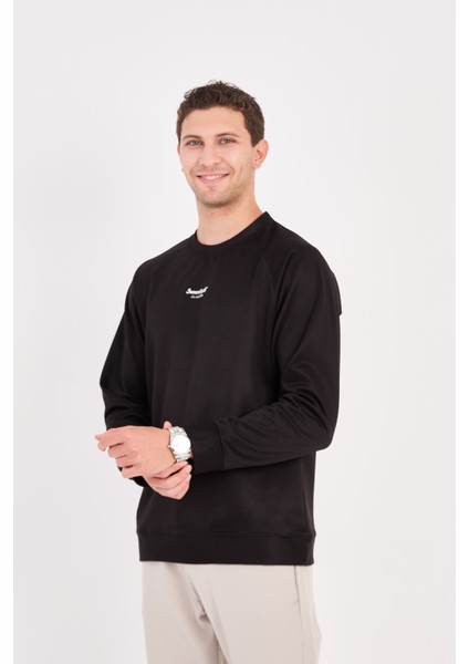 Rahat Kesim Dokulu Ottoman Kumaş Baskılı Erkek Sweatshirt -R2601