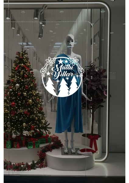 Yeni Yıla Özel Mutlu Yıllar Yazısı Yılbaşı Ağacı Süslemeleri Yılbaşı Cam Vitrin Stickerı indirimleri