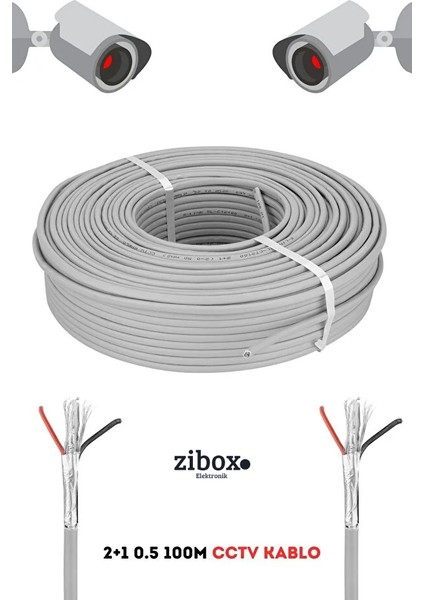 Cctv Kablo Güvenlik Kamera Kablosu 2+1 0.50MM 100M Metre