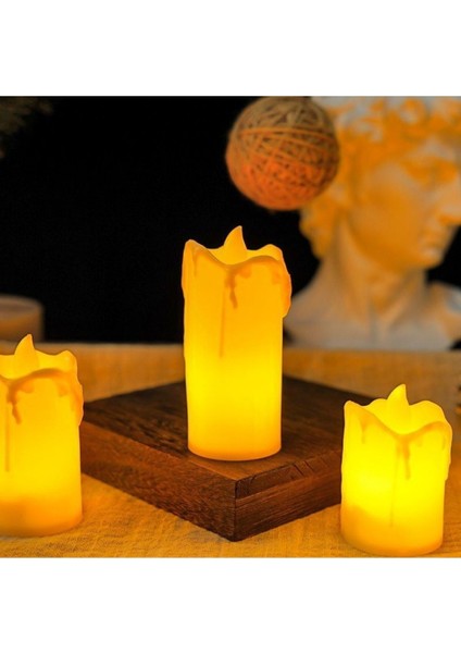 Romantik Atmosfer Için Dekoratif LED Mum – Alev Efektli, 3’lü Paket