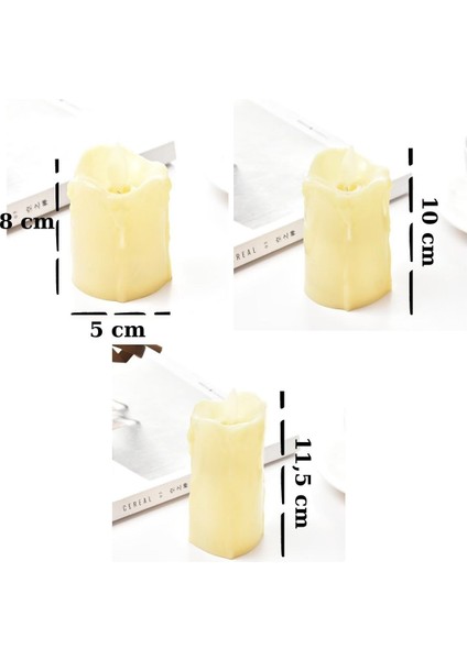 Romantik Atmosfer Için Dekoratif LED Mum – Alev Efektli, 3’lü Paket