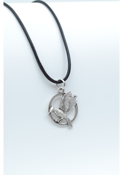 Alaycı Kuş Gümüş Kaplama Deri Ip Kolye