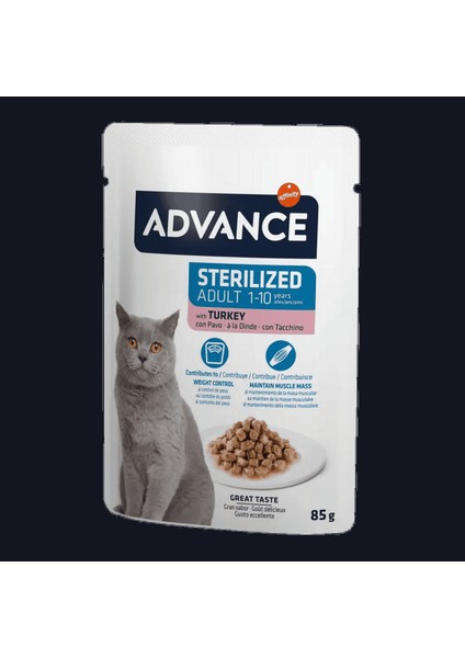 Techmrt Advance Cat Sterilized Turkey Wet Pouch 85GR x 6 Adet