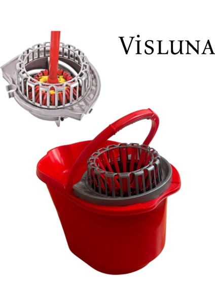 Klasik Yaylı ve Döner Sıkma Hazneli Pratik Temizlik Kovası 17 Litre Kırmızı fiyatları