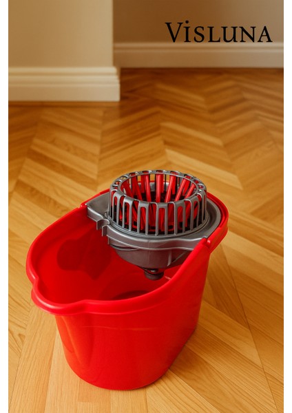Klasik Yaylı ve Döner Sıkma Hazneli Pratik Temizlik Kovası 17 Litre Kırmızı indirimleri