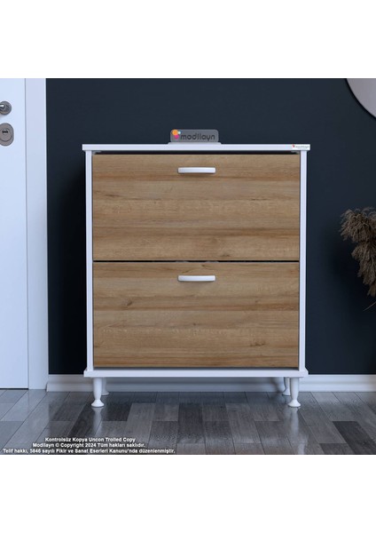 UMAY Antre Hol 72x 90x 25, 5 cm’ lik 2 Düşer Kapak 4 Raf Göz Bölmeli Ayakkabılık