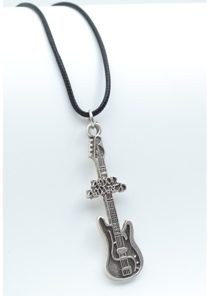 Amon Amarth Elektro Gitar Gümüş Kaplama Deri Ip Kolye