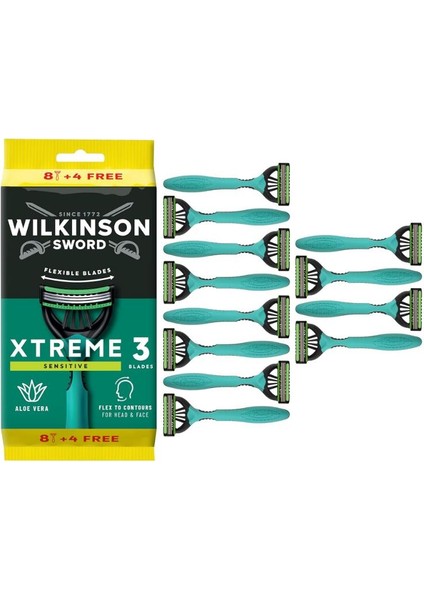 Xtreme 3 Sensitive 8+4 Adet Erkek Tıraş Bıçağı- Hassas Ciltler fiyatları