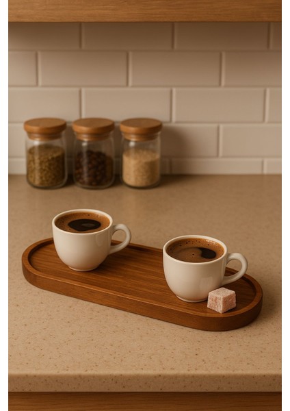 Doğal Kayın Ahşap Yağdanlık Altlığı – Oval Şık Sunumluk (2 Adet) 12*25 cm