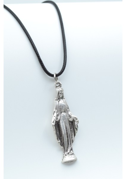 Meryem Ana Gümüş Kaplama Deri İp Kolye