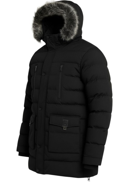 Erkek Siyah Erkek Outdoor Su Geçirmez Kapüşonlu Kışlık Kaban – Rüzgar ve Yağmura Dayanıklı Mont&kaban fırsatları