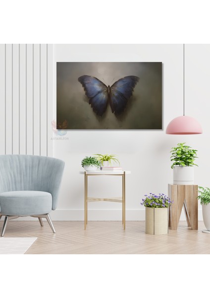 Kanvas Yatay Duvar Tablosu Kanvas Mavi Siyah Kelebek Ev Ofis Salon Modern Duvar Tablosu modelleri
