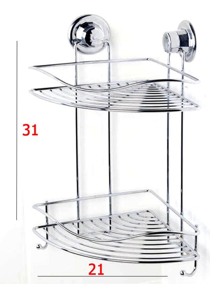 Vakumlu Iki Katlı Kancalı Banyo Köşe Rafı modelleri