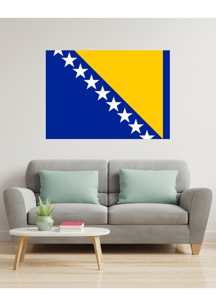 Bosna Hersek Bayrağı Dijital Baskı Poster (Çerçevesiz)