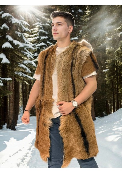 Unisex Kolsuz Uzun Yelek - Kahve fırsatları