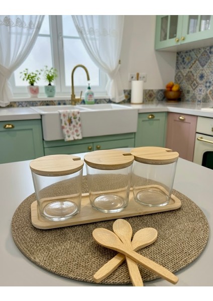 3’lü Kaşıklı Bambu Standlı Baharatlık Seti – Cam Kavanoz, Sağlıklı, Şık ve Pratik modelleri