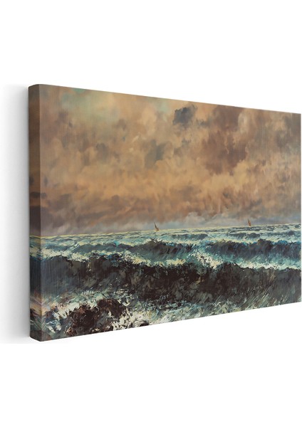 Kanvas Yatay Duvar Tablosu Kanvas Dalgali Deniz Manzarasi2 Ev Ofis Salon Modern Duvar Tablosu