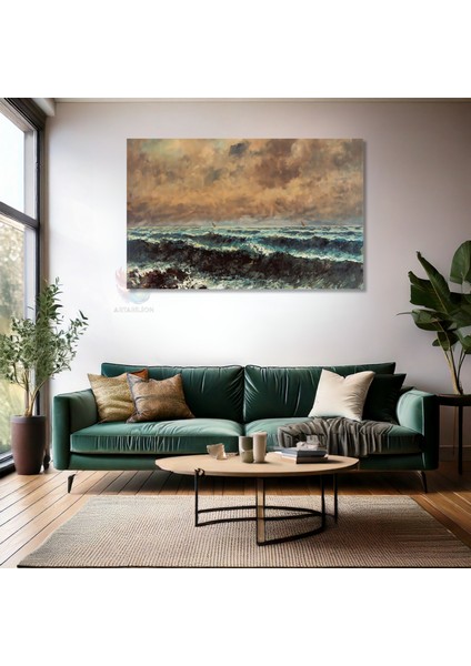 Kanvas Yatay Duvar Tablosu Kanvas Dalgali Deniz Manzarasi2 Ev Ofis Salon Modern Duvar Tablosu fiyatları