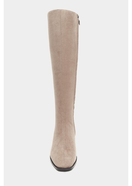 Isabella Koyu Bej Süet Sivri Burun Topuklu Kadın Çizme indirimleri