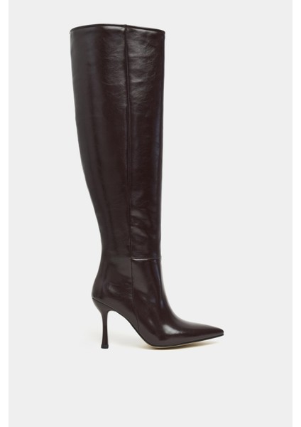 Dean Kahve Mat Sivri Burun Ince Topuklu Kadın Çizme